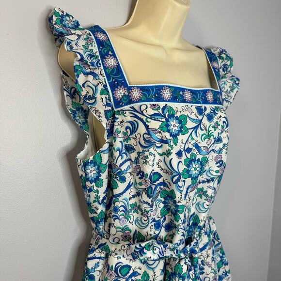 Talbots Voile Square Neck Midi Fit Flare Dress Songbird Floral Sprint Romantic - Picture 8 of 12